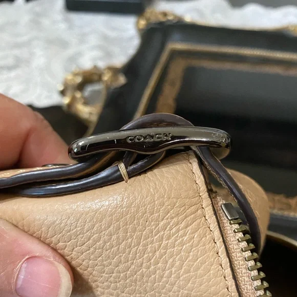 COACH Tan Natural Calf Leather Dufflette Crossbody Bag,Dark Nickel Tone hardware - Picture 16 of 16